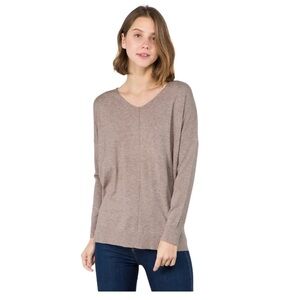 NORDSTROM Dreamers Knit Sweater With Long Sleeves & V Neck Heather Tan Med/Large
